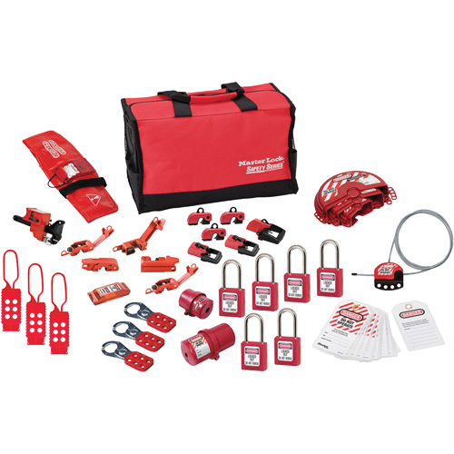 Trousse de cadenassage avec cadenas en thermoplastique de qualit&eacute; sup&eacute;rieure Zenex, Ensemble &eacute;lectrique/Vanne, 34 composants compris Distribution Industrielle GC