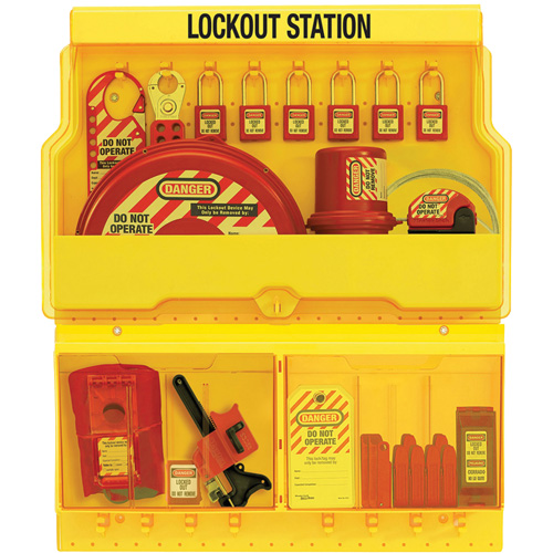 Station de cadenassage pour vannes et appareils &eacute;lectriques de luxe standard, Cadenas Thermoplastique, Capacit&eacute; de 32, Cadenas Compris Distribution Industrielle GC