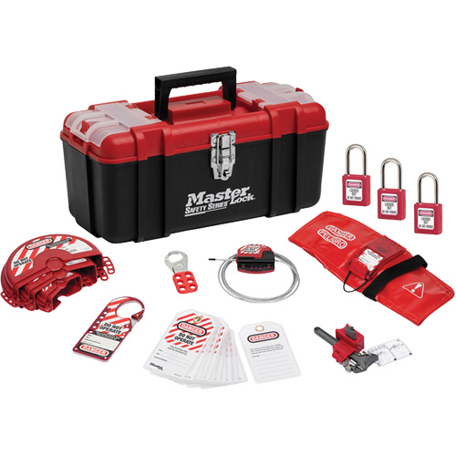 Trousse de cadenassage standard avec cadenas en thermoplastique Zenex, Ensemble Vanne, 13 composants compris Distribution Industrielle GC
