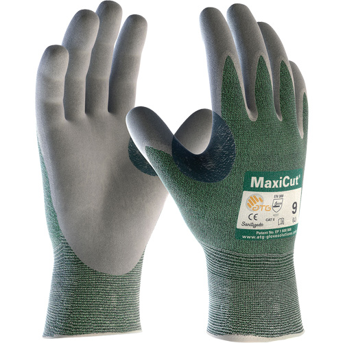Gants en tissu technique r&eacute;sistant aux coupures ATG MaxiCut, Taille Grand, Calibre 15, Rev&ecirc;tement Nitrile, Enveloppe en Fil technique, ASTM ANSI niveau A2/EN 388 niveau 3/EN 388 niveau B Distribution Industrielle GC