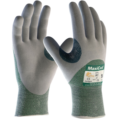 Gants en tissu technique r&eacute;sistant aux coupures ATG MaxiCut, Taille Grand, Calibre 15, Rev&ecirc;tement Nitrile, Enveloppe en Fil technique, ASTM ANSI niveau A2/EN 388 niveau 3/EN 388 niveau B Distribution Industrielle GC