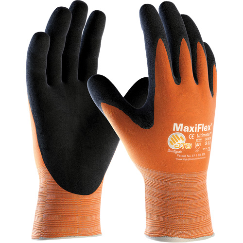 Gants sans coutures haute visibilit&eacute; ATG MaxiFlex Ultimate, Grand, R&ecirc;vetement Nitrile, Calibre 15, Enveloppe en Nylon/Lycra Distribution Industrielle GC