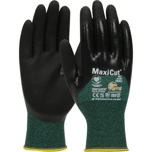 Gants r&eacute;sistants aux coupures dans un milieu de travail huileux ATG MaxiCut, Taille Grand, Calibre 15, Rev&ecirc;tement Nitrile, Enveloppe en Fil technique, ASTM ANSI niveau A2/EN 388 niveau 3/EN 388 niveau B Distribution Industrielle GC