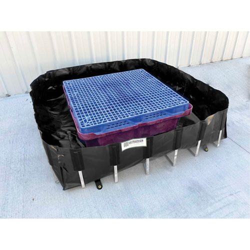 Berme de confinement des d&eacute;versements Ultra-IBC Berm, Capacit&eacute; 400 gal. US, 6' la x 6' lo x 18" h, Support en L Distribution Industrielle GC