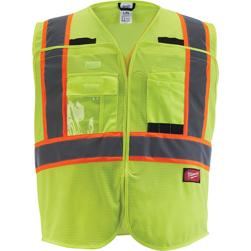 Veste de s&eacute;curit&eacute; pour signaleur, Jaune lime haute visibilit&eacute;, Moyen/Petit Distribution Industrielle GC