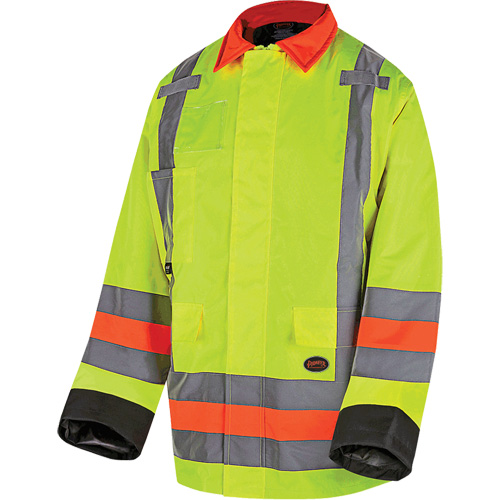 6040 Veste de contr&ocirc;le de la circulation pour l'hiver qu&eacute;b&eacute;cois, Polyester, Jaune lime haute visibilit&eacute;, T-petit Distribution Industrielle GC
