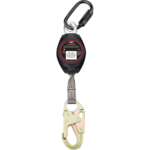 Cordage de s&eacute;curit&eacute; autor&eacute;tractable avec petit mousqueton Dynamic, 7', Polyester, Pivotant Distribution Industrielle GC