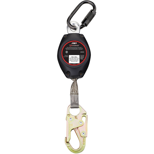 Cordage de s&eacute;curit&eacute; autor&eacute;tractable avec petit mousqueton Dynamic, 11', Polyester, Pivotant Distribution Industrielle GC