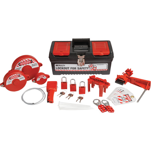 Trousse de cadenassage et d&eacute;tiquetage avec cadenas de s&eacute;curit&eacute; en aluminium et boîte &agrave; outils, Ensemble Vanne, 32 composants compris Distribution Industrielle GC