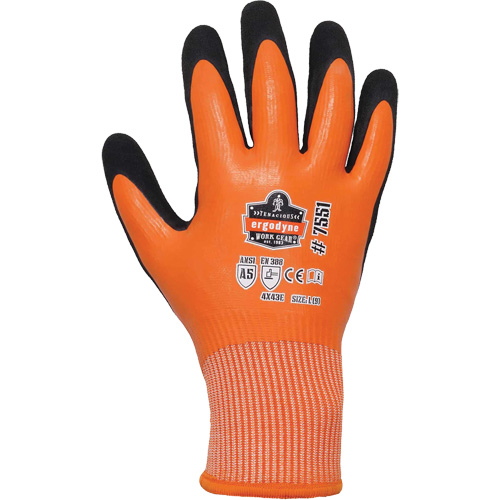 Gants de travail enduits et r&eacute;sistant &agrave; la coupe pour l'hiver ProFlex 7551, Taille Petit, Calibre 10/13, Rev&ecirc;tement Nitrile/Latex de caoutchouc, Enveloppe en PEHP, ASTM ANSI niveau A5/EN 388 niveau E Distribution Industrielle GC
