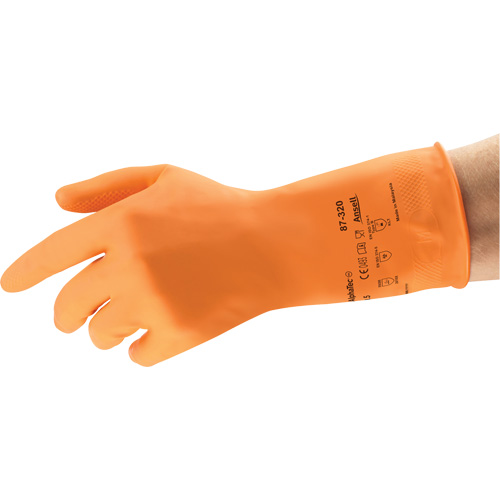 AlphaTec&reg; 87-320 Chemical-Resistant Gloves, Size 9.5, 11.8" L, Rubber Latex, Cotton/Flock-Lined Inner Lining, 17-mil Distribution Industrielle GC