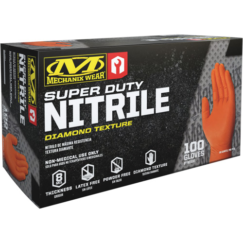 Gants robustes jetables, 9/Moyen, Nitrile, 8 mils, Sans poudre, Orange Distribution Industrielle GC