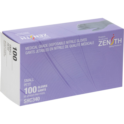 Gants jetables de calibre m&eacute;dical, Petit, Nitrile, 6 mils, Sans poudre, Noir, Classe 2 Distribution Industrielle GC