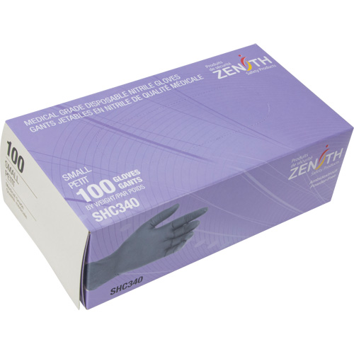 Gants jetables de calibre m&eacute;dical, Petit, Nitrile, 6 mils, Sans poudre, Noir, Classe 2 Distribution Industrielle GC