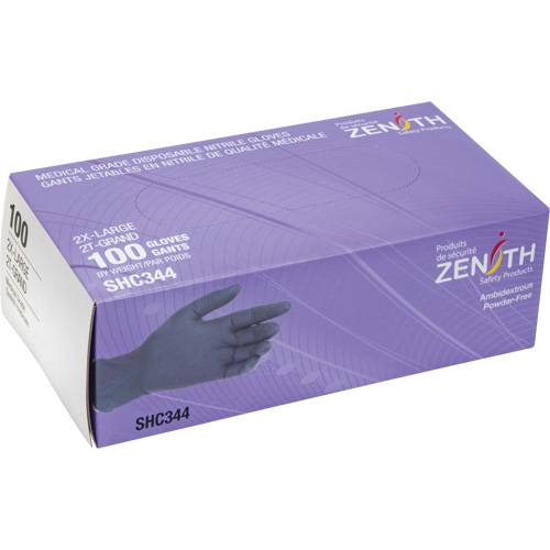 Medical Grade Disposable Gloves, 2X-Large, Nitrile, 6-mil, Powder-Free, Black, Class 2 Distribution Industrielle GC