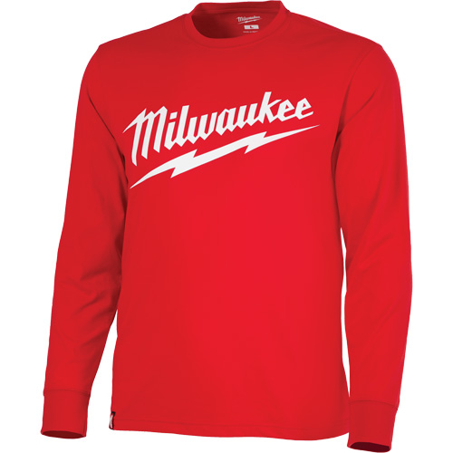 Chandail &agrave; manches longues tr&egrave;s r&eacute;sistant avec logo Milwaukee, Hommes, Petit, Rouge Distribution Industrielle GC