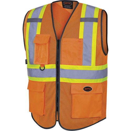 6960 Front Mesh Safety Vest, High Visibility Orange, Medium, Polyester Distribution Industrielle GC