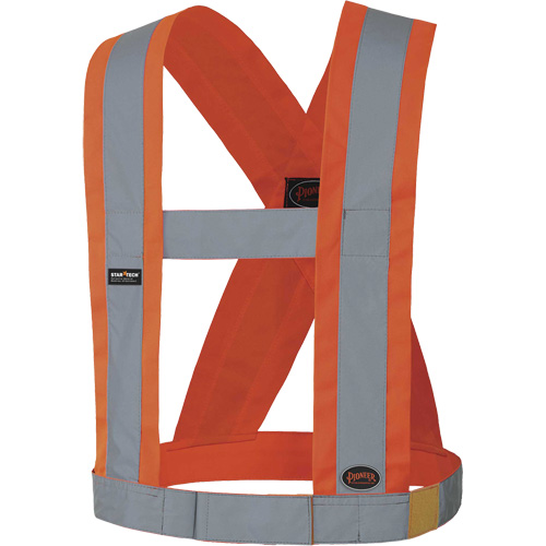 5490 Bretelles de s&eacute;curit&eacute; r&eacute;glable de 4" de large, R&eacute;pond ou surpasse la norme CSA Z96 classe 2 - niveau 2, Orange haute visibilit&eacute;, Couleur r&eacute;fl&eacute;chissante Argent, Taille unique Distribution Industrielle GC