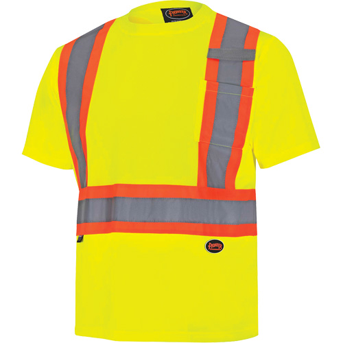 6991 Bird's-Eye Safety Shirt, Polyester, 3X-Large, High Visibility Lime-Yellow Distribution Industrielle GC