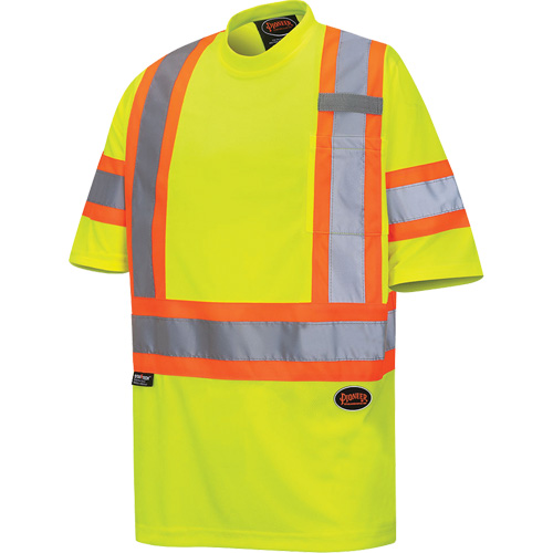 6971 Bird's-Eye Safety T-Shirt, Polyester, X-Small, High Visibility Lime-Yellow Distribution Industrielle GC