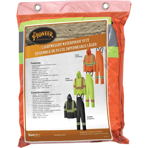 5598 Combinaison de pluie imperm&eacute;able et l&eacute;g&egrave;re, Polyester/PVC, Petit, Orange haute visibilit&eacute; Distribution Industrielle GC