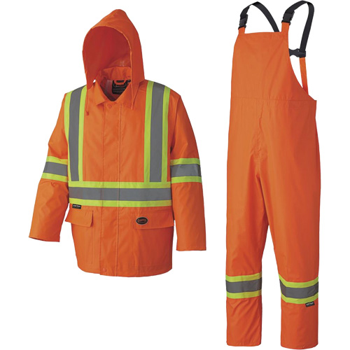 5608 Combinaison de pluie imperm&eacute;able 210D, Polyester/PVC, Petit, Orange haute visibilit&eacute; Distribution Industrielle GC
