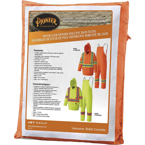 5608 Combinaison de pluie imperm&eacute;able 210D, Polyester/PVC, Petit, Orange haute visibilit&eacute; Distribution Industrielle GC