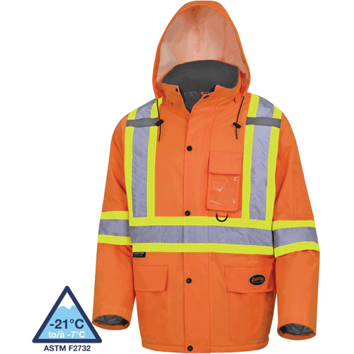 5030 Manteau de s&eacute;curit&eacute; matelass&eacute; imperm&eacute;able, Orange haute visibilit&eacute;, Petit Distribution Industrielle GC