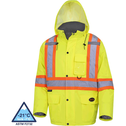 5031 Waterproof Quilted Safety Parka, High Visibility Lime-Yellow, Small Distribution Industrielle GC