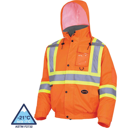 5032 Veste aviateur de s&eacute;curit&eacute; imperm&eacute;able et matelass&eacute;e pour l'hiver, Polyester, Orange haute visibilit&eacute;, Petit Distribution Industrielle GC