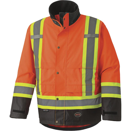 5400 Veste de s&eacute;curit&eacute; imperm&eacute;able 300D Trilobal antid&eacute;chirure, Polyester, Noir/Orange haute visibilit&eacute;, 2T-Grand Distribution Industrielle GC