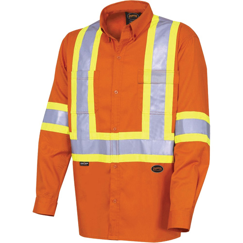 4441 Chemise de s&eacute;curit&eacute; &agrave; manches longues ultra respirante, Coton, Petit, Orange haute visibilit&eacute; Distribution Industrielle GC