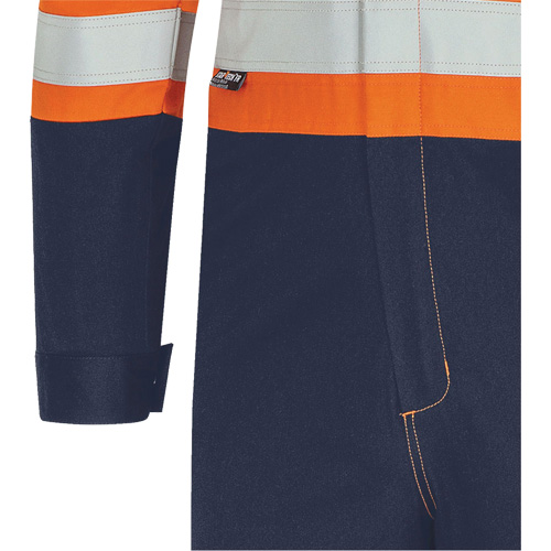 7702BB Combinaison de s&eacute;curit&eacute; FR-Tech 2 tons, Taille 36, Bleu marin/Orange, 10 cal/cm² Distribution Industrielle GC