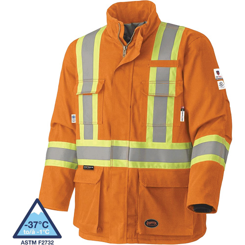 5533 Manteau de s&eacute;curit&eacute; ignifuge, Petit, Orange haute visibilit&eacute;, 58 cal/cm² Distribution Industrielle GC