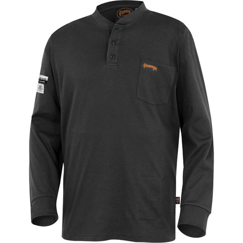 332 FR Interlock Henley Shirt, Small, Black Distribution Industrielle GC
