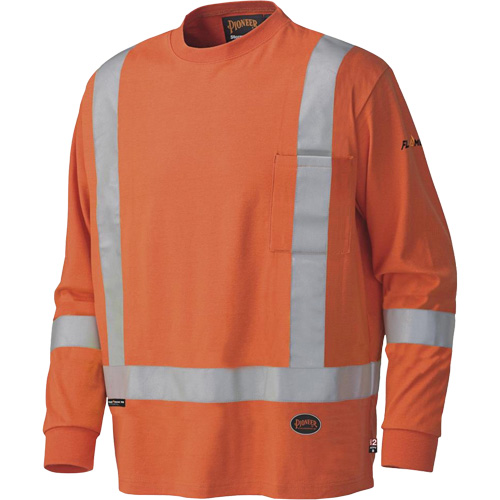 339SFA Flame-Resistant Long-Sleeved Safety Shirt, Small, High Visibility Orange Distribution Industrielle GC