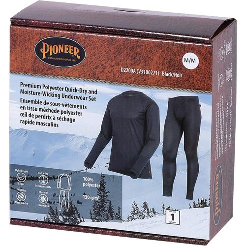 D2200A Ensemble de sous-v&ecirc;tements &agrave; s&eacute;chage rapide et &eacute;vacuation de l'humidit&eacute; de premi&egrave;re qualit&eacute;, Hommes, T-petit, Noir Distribution Industrielle GC