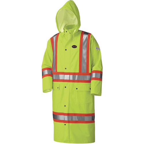 5897 Manteau long imperm&eacute;able et ignifuge, Grand, Jaune lime haute visibilit&eacute; Distribution Industrielle GC