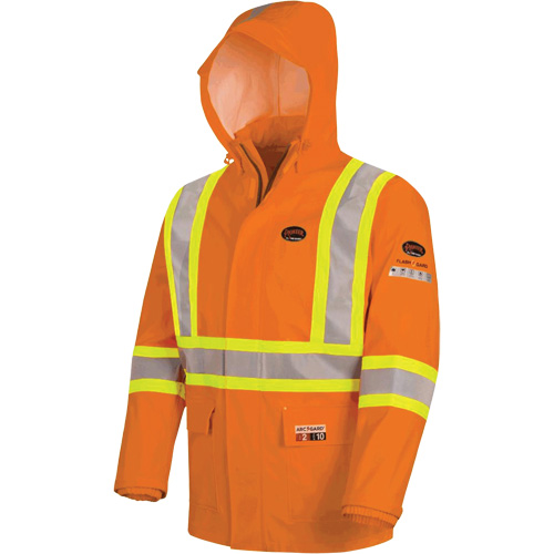 5880 Manteau de pluie ignifuge et protection contre les &eacute;clats d'arc &eacute;lectrique, T-petit, Orange haute visibilit&eacute;, 10 cal/cm² Distribution Industrielle GC