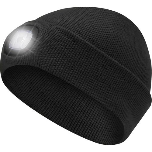 5678 Tuque en tricot avec lampe frontale &agrave; DEL, Doublure en Molleton, Taille unique, Noir Distribution Industrielle GC