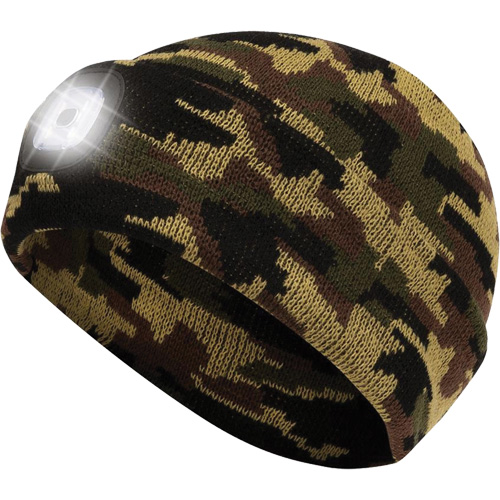 5677 Tuque en tricot avec lampe frontale &agrave; DEL, Doublure en Molleton, Taille unique, Camo Distribution Industrielle GC