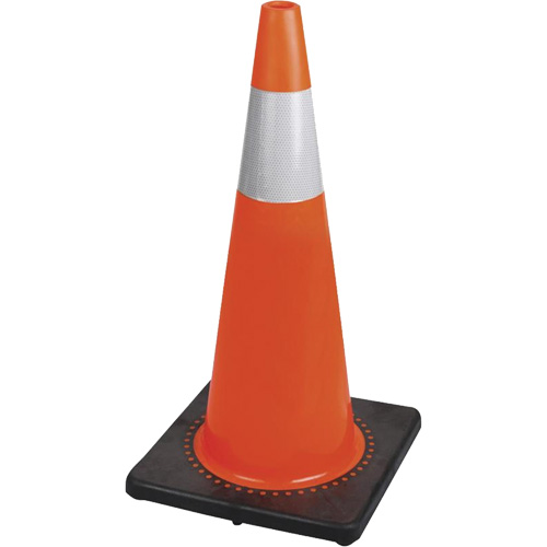 183N C&ocirc;ne de s&eacute;curit&eacute; flexible de premi&egrave;re qualit&eacute;, 28", Orange, Bande(s) r&eacute;fl&eacute;chissante(s) 4" Distribution Industrielle GC