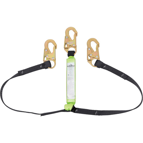 SA-64000-6 Shock Absorbing Lanyard, 6', Snap Hook Center, Snap Hook Leg Ends, Polyester Distribution Industrielle GC