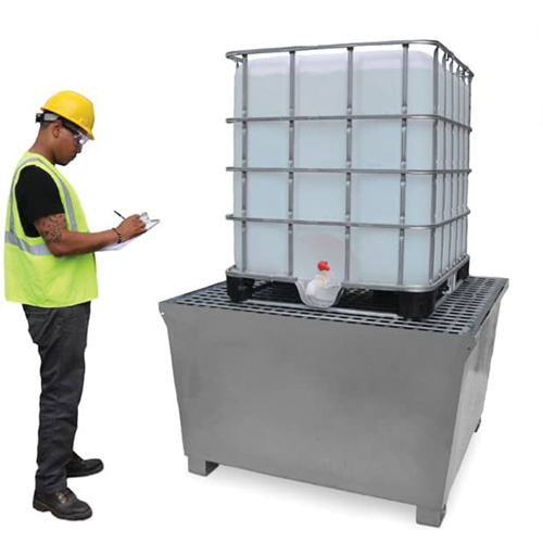 Ultra-IBC Spill Pallet en acier, Capacit&eacute; de d&eacute;versement 370 gal. US, 57,6" x 34,7" x 56,9" Distribution Industrielle GC