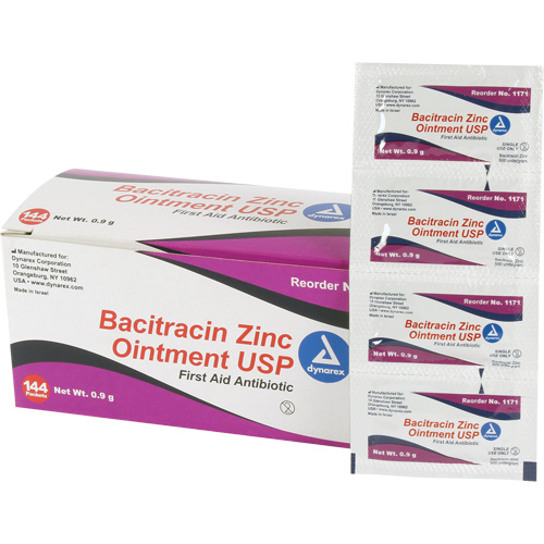 Tampons de premiers soins au bacitracin et zinc Efcom Limited, Onguent, Antibiotique Distribution Industrielle GC