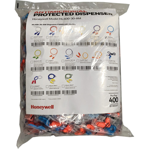 Max-30 Earplugs Refill for HL400 Dispenser, Bulk - Polybag, Corded Distribution Industrielle GC