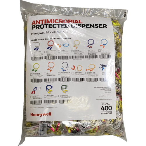 Recharge de bouchons doreille LL-30 pour le distributeur HL400, Vrac - Sac en poly, Avec cordon Distribution Industrielle GC