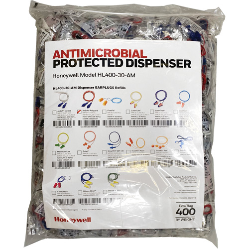 AS-30R Earplugs Refill for HL400 Dispenser, Bulk - Polybag, Corded Distribution Industrielle GC