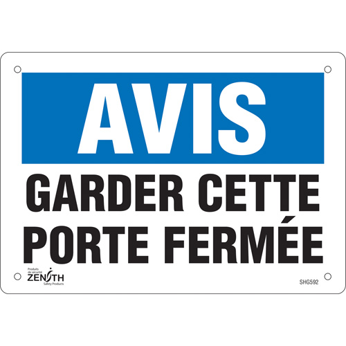 Enseigne  Porte ferm&eacute;e , 7" x 10", Vinyle, Français Distribution Industrielle GC