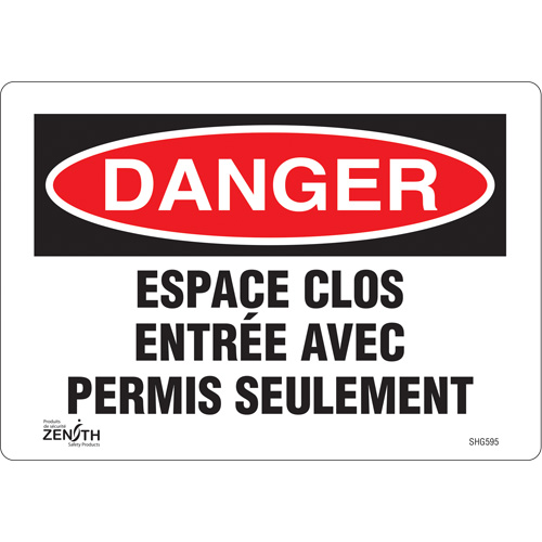 "Espace clos" Sign, 7" x 10", Vinyl, French Distribution Industrielle GC